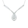 Thumbnail Image 1 of 0.95 CT. T.W. Composite Diamond Twist Teardrop Necklace in 10K White Gold