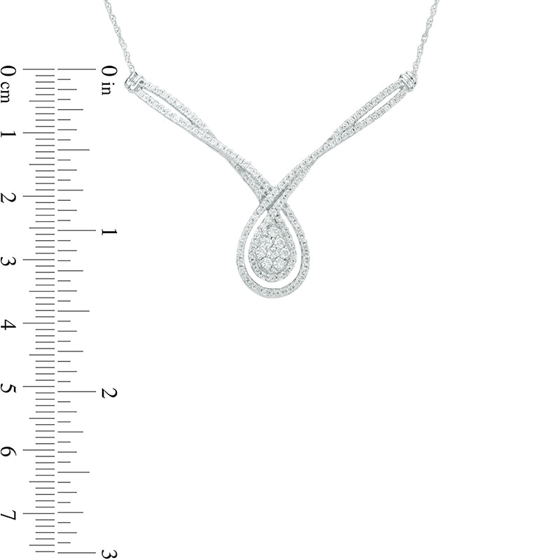 Main Image 2 of 0.95 CT. T.W. Composite Diamond Twist Teardrop Necklace in 10K White Gold