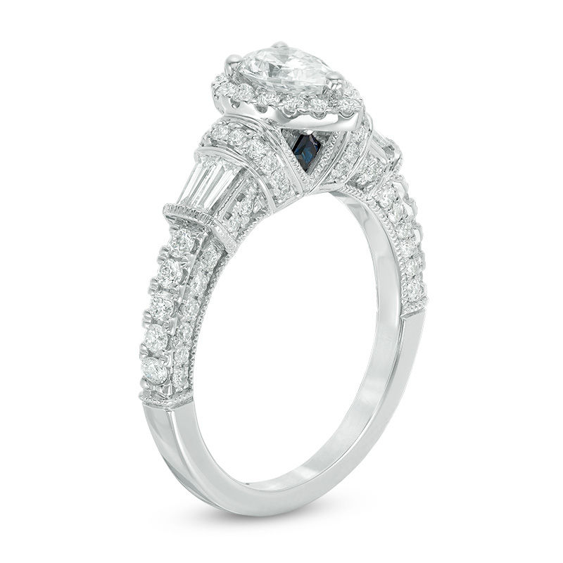 Vera Wang Love Collection 1.18 CT. T.W. Pear-Shaped Diamond Frame Engagement Ring in 14K White Gold