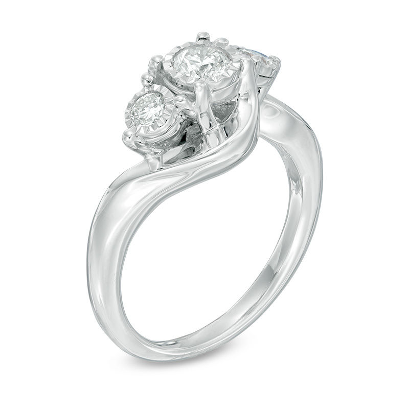 0.50 CT. T.W. Diamond Illusion Twist Past Present Future® Engagement Ring in 10K White Gold