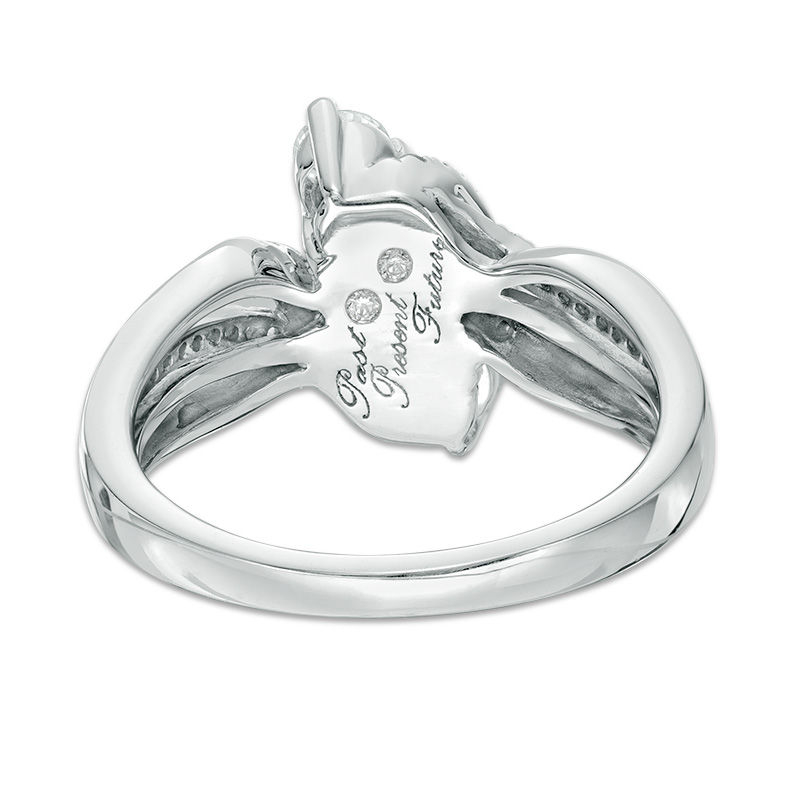1.01 CT. T.W. Diamond Past Present Future® Bypass Engagement Ring in 14K White Gold