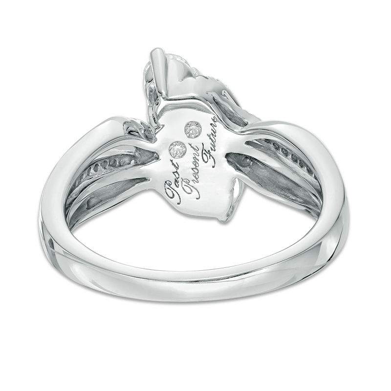 Main Image 3 of 1.01 CT. T.W. Diamond Past Present Future® Bypass Engagement Ring in 14K White Gold