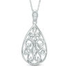 Thumbnail Image 0 of 0.18 CT. T.W. Diamond Pear-Shaped Filigree Pendant in Sterling Silver