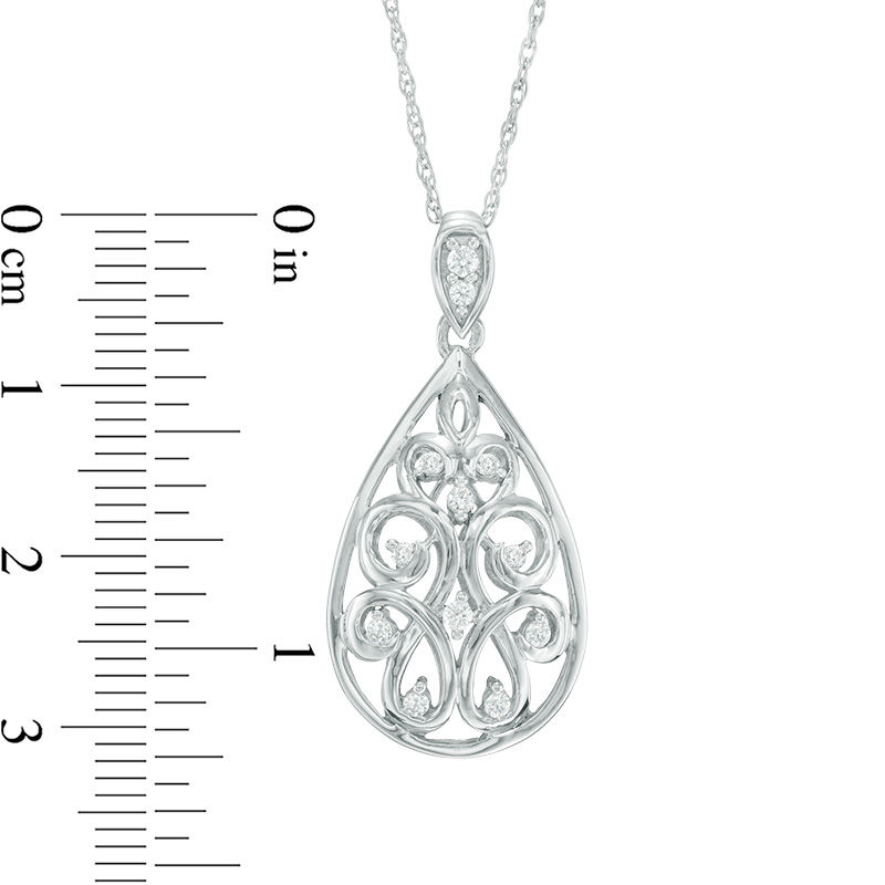 0.18 CT. T.W. Diamond Pear-Shaped Filigree Pendant in Sterling Silver