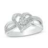 Thumbnail Image 0 of Composite Diamond Accent Woven Heart Ring in Sterling Silver