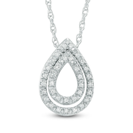 0.09 CT. T.W. Diamond Double Teardrop Pendant in Sterling Silver