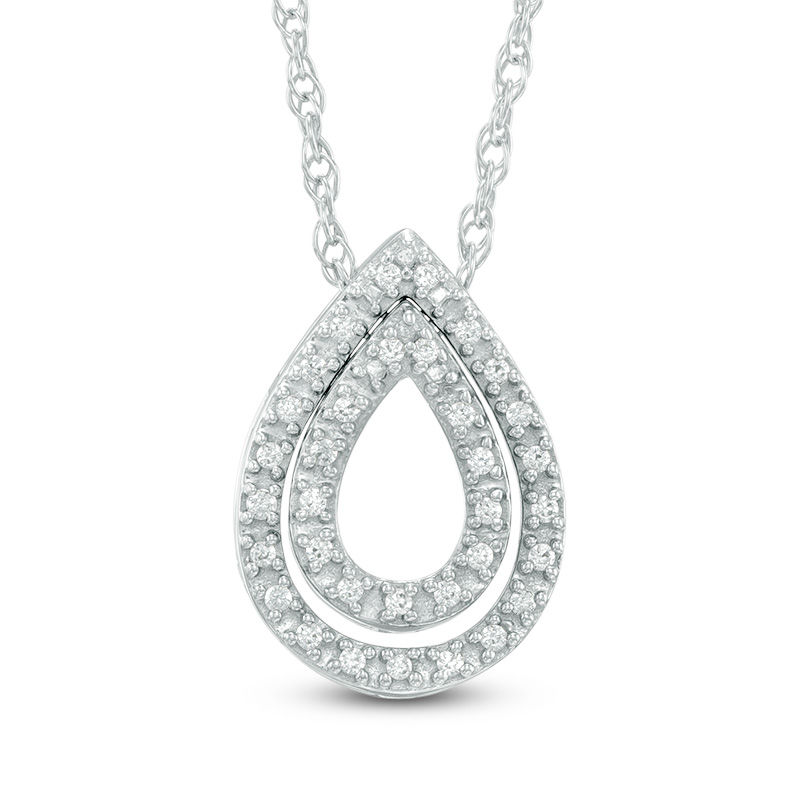 0.09 CT. T.W. Diamond Double Teardrop Pendant in Sterling Silver|Peoples Jewellers