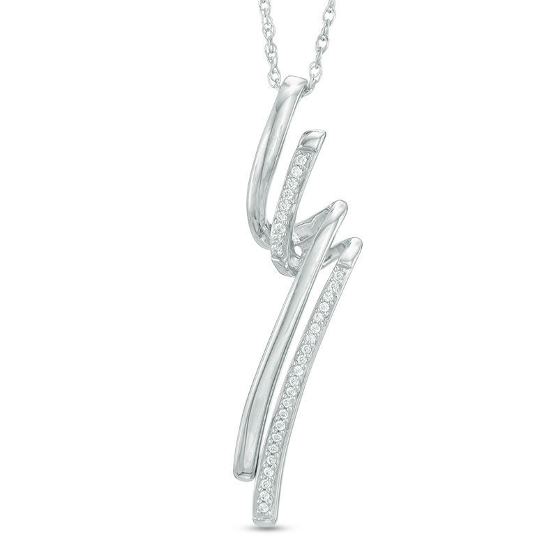 0.09 CT. T.W. Diamond Twist Pendant in Sterling Silver|Peoples Jewellers