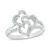 Thumbnail Image 0 of 0.11 CT. T.W. Diamond Three Heart Split Shank Ring in Sterling Silver