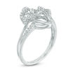 Thumbnail Image 1 of 0.11 CT. T.W. Diamond Three Heart Split Shank Ring in Sterling Silver