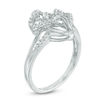 Thumbnail Image 2 of 0.11 CT. T.W. Diamond Three Heart Split Shank Ring in Sterling Silver
