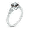 Thumbnail Image 1 of 0.15 CT. T.W. Champagne and White Diamond Frame Promise Ring in Sterling Silver