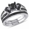 Thumbnail Image 0 of 1.12 CT. T.W. Black Diamond Collar Split Shank Bridal Set in Sterling Silver
