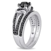 Thumbnail Image 1 of 1.12 CT. T.W. Black Diamond Collar Split Shank Bridal Set in Sterling Silver