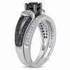 Thumbnail Image 2 of 1.12 CT. T.W. Enhanced Black and White Diamond Collar Split Shank Bridal Set in Sterling Silver