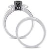 Thumbnail Image 3 of 1.12 CT. T.W. Enhanced Black and White Diamond Collar Split Shank Bridal Set in Sterling Silver
