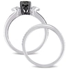 Thumbnail Image 2 of 1.12 CT. T.W. Enhanced Black and White Diamond Collar Split Shank Bridal Set in Sterling Silver