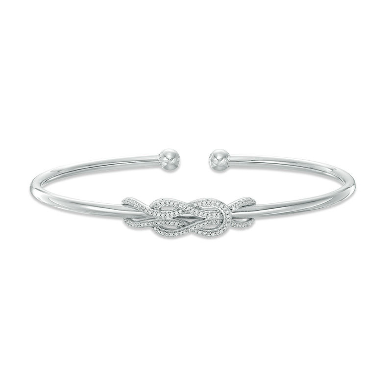0.20 CT. T.W. Diamond  Infinity Knot Cuff Bracelet in Sterling Silver