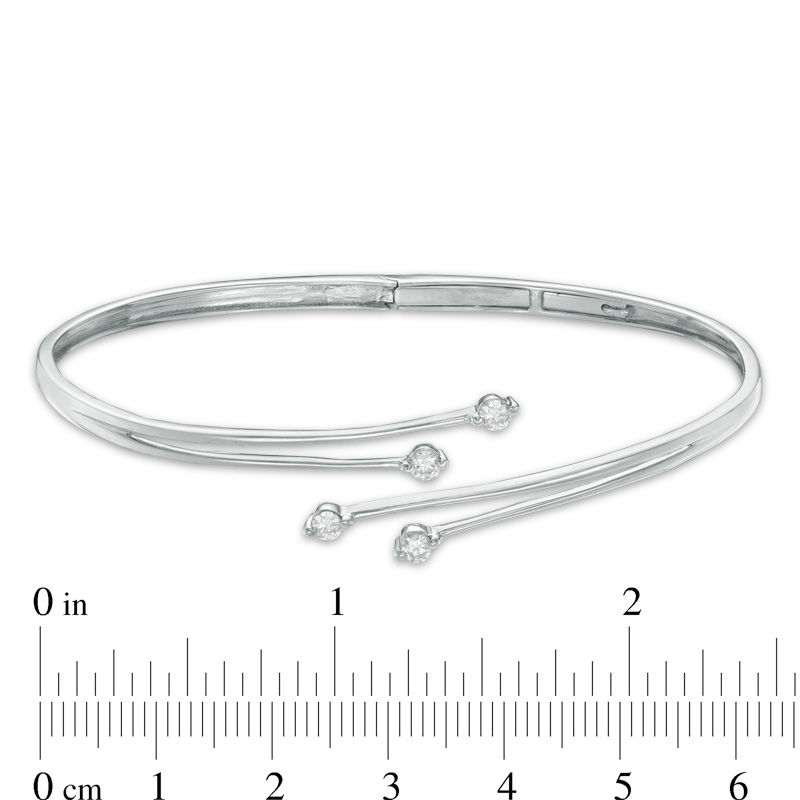 0.33 CT. T.W. Diamond Four Stone Bypass Bangle in 10K White Gold