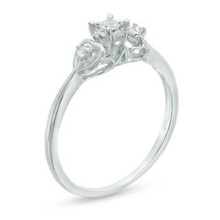 Diamond Accent Heart Sides Promise Ring in 10K White Gold