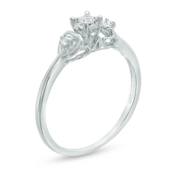 Diamond Accent Heart Sides Promise Ring in 10K White Gold