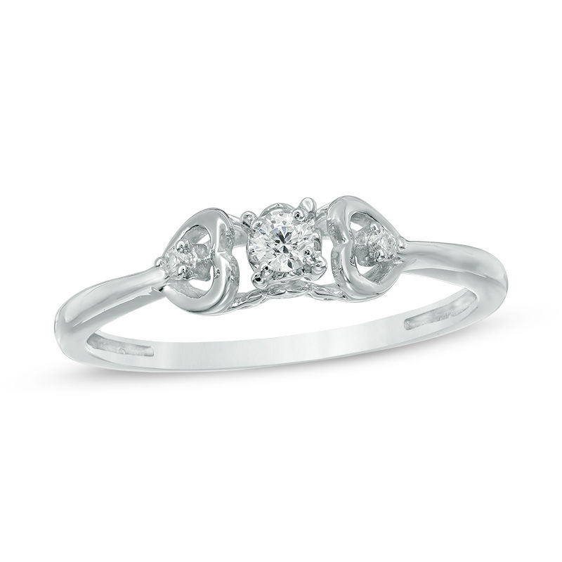 Main Image 1 of Diamond Accent Heart Sides Promise Ring in 10K White Gold