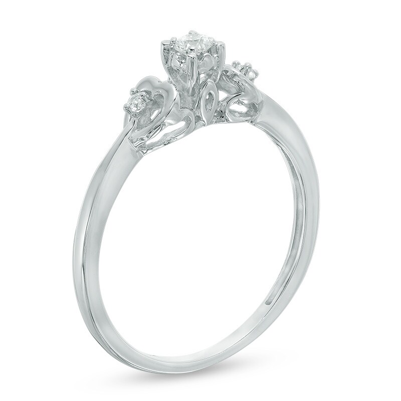 Main Image 2 of Diamond Accent Heart Sides Promise Ring in 10K White Gold