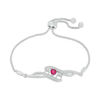 Thumbnail Image 0 of 4.0mm Heart-Shaped Lab-Created Ruby and Diamond Accent "MOM" Bypass Bolo Bracelet in Sterling Silver - 9.5"