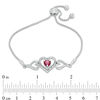 Thumbnail Image 1 of 5.0mm Lab-Created Ruby and Diamond Accent Triple Heart with "MOM" Bolo Bracelet in Sterling Silver - 9.5"
