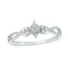 Thumbnail Image 1 of Diamond Accent Marquise Twist Shank with Tri-Sides Promise Ring in 10K White Gold