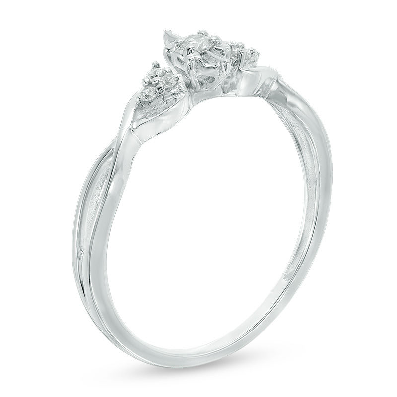 Main Image 2 of Diamond Accent Marquise Twist Shank with Tri-Sides Promise Ring in 10K White Gold