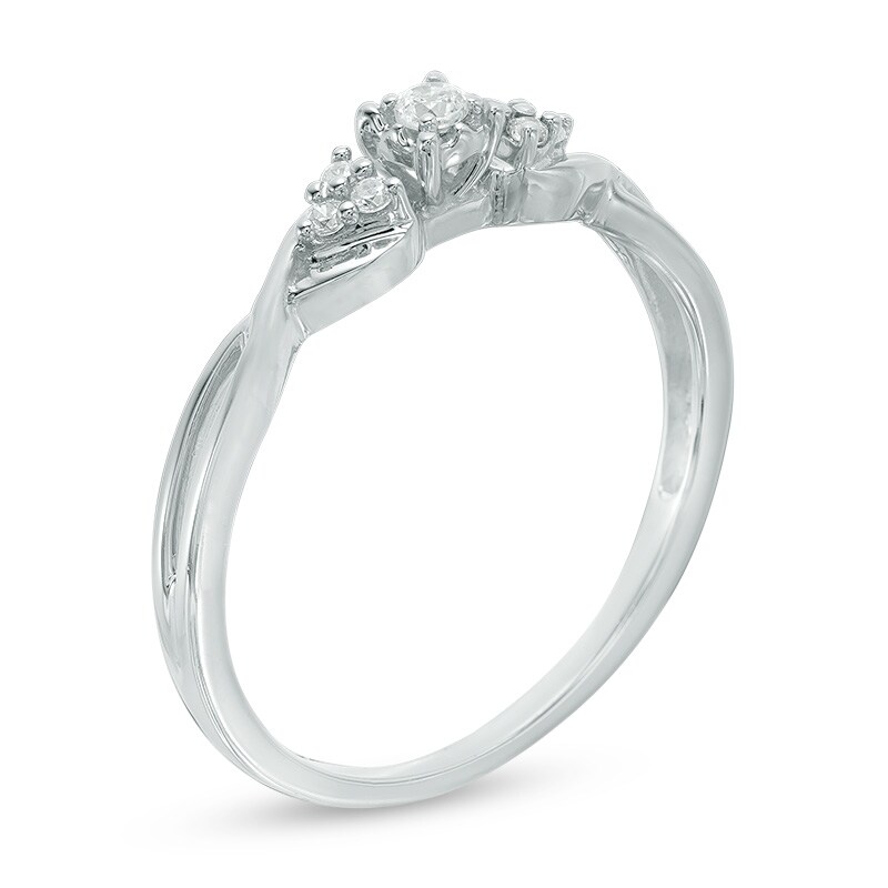 Main Image 2 of Diamond Accent Twist Shank with Tri-Sides Promise Ring in 10K White Gold