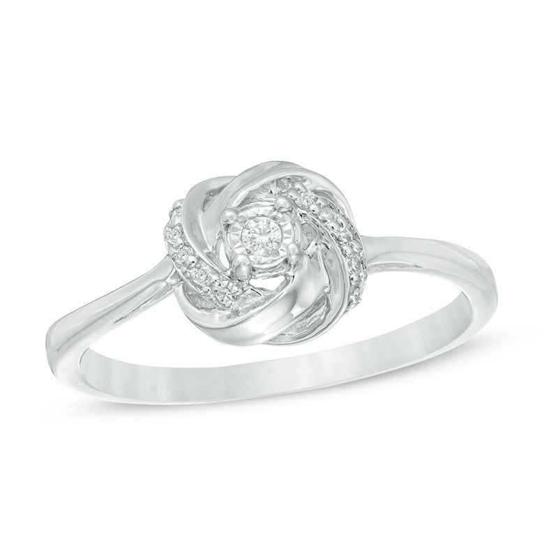 Diamond Accent Swirl Promise Ring in 10K White Gold
