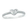 Thumbnail Image 1 of Composite Diamond Accent Three Stone Heart Promise Ring in 10K White Gold