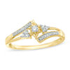 Thumbnail Image 0 of 0.09 CT. T.W. Diamond Bypass Split Shank with Tri-Sides Promise Ring in 10K Gold