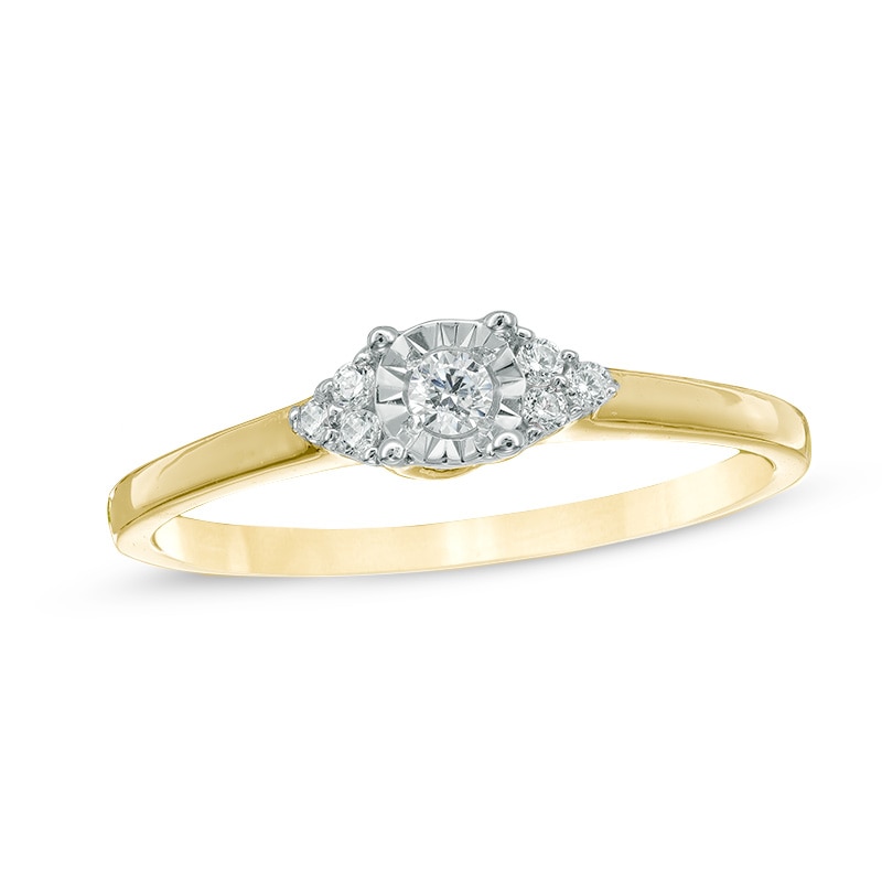 0.09 CT. T.W. Diamond Tri-Sides Promise Ring in 10K Gold