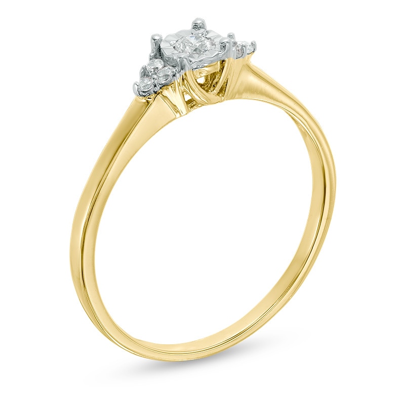0.09 CT. T.W. Diamond Tri-Sides Promise Ring in 10K Gold
