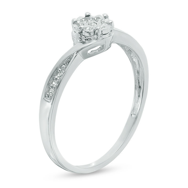 Composite Diamond Accent Bypass Promise Ring 10K White Gold