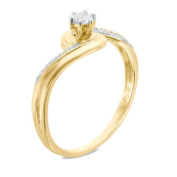 Diamond Accent Swirl Bypass Promise Ring in 10K Gold | Peoples Jewellers