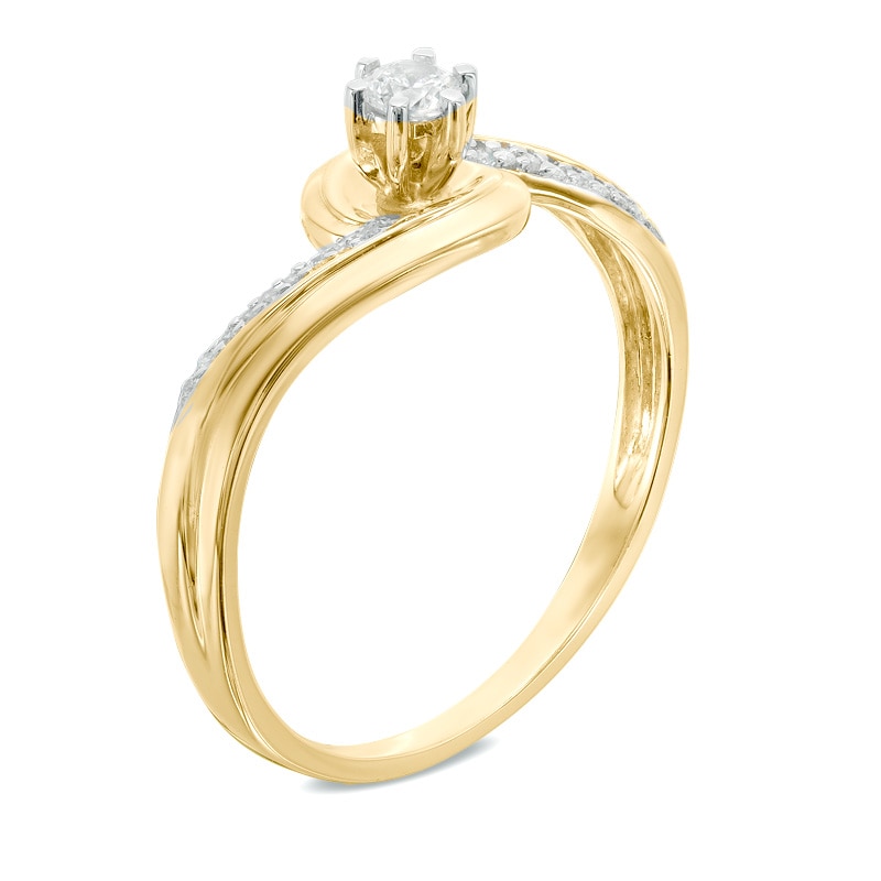 Diamond Accent Swirl Bypass Promise Ring in 10K Gold
