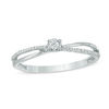 Thumbnail Image 1 of 0.09 CT. T.W. Diamond Overlay Split Shank Promise Ring in 10K White Gold