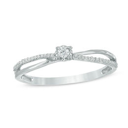 0.09 CT. T.W. Diamond Overlay Split Shank Promise Ring in 10K White Gold