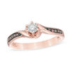 Thumbnail Image 0 of Champagne and White Diamond Accent Swirl Bypass Promise Ring in 10K Rose Gold