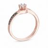 Thumbnail Image 1 of Champagne and White Diamond Accent Swirl Bypass Promise Ring in 10K Rose Gold