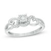 Thumbnail Image 1 of 0.12 CT. T.W. Diamond Swirl Heart Sides Promise Ring in Sterling Silver