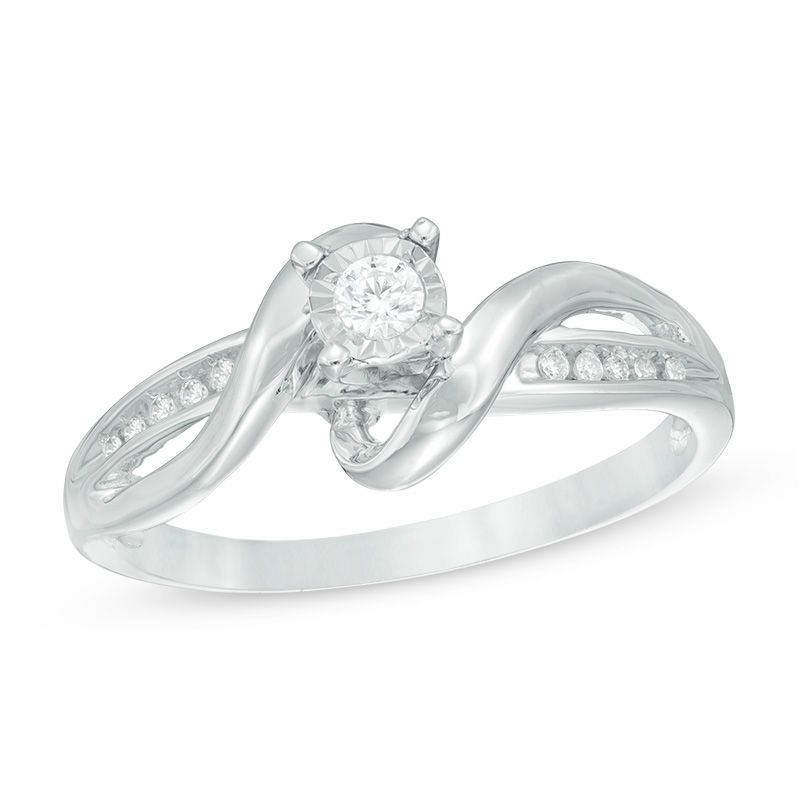 0.12 CT. T.W. Diamond Loop Promise Ring in Sterling Silver|Peoples Jewellers