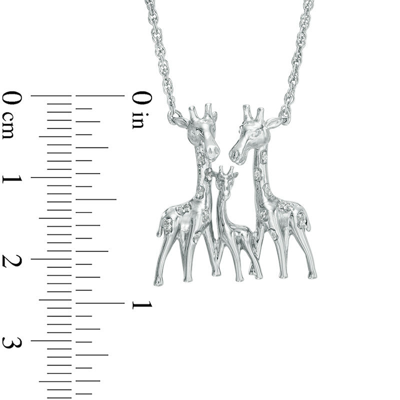 Diamond Accent Giraffe Family Necklace in Sterling Silver - 17"