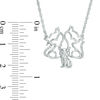 Diamond Accent Cat Family Necklace in Sterling Silver - 17"