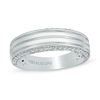Thumbnail Image 1 of Vera Wang Men's 0.45 CT. T.W. Diamond Edge Grooved Wedding Band in 14K White Gold