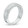 Thumbnail Image 1 of Vera Wang Love Collection Men's 0.45 CT. T.W. Diamond Edge Grooved Wedding Band in 14K White Gold